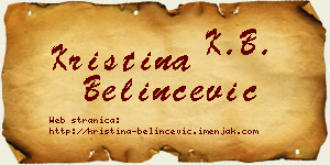 Kristina Belinčević vizit kartica